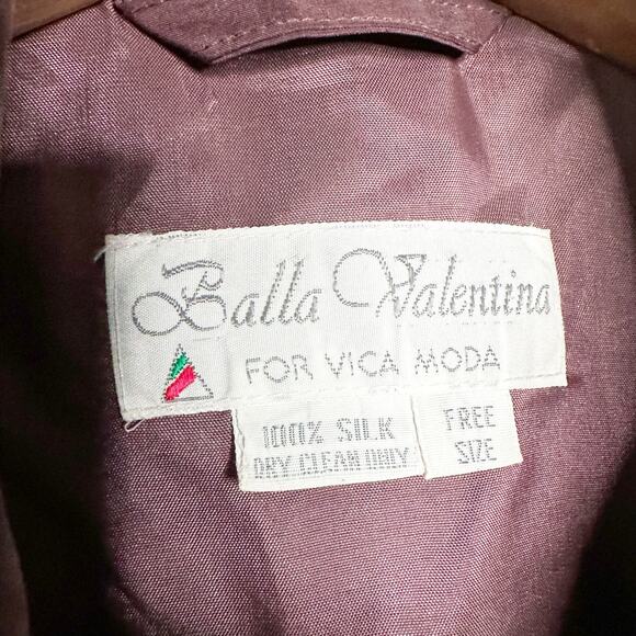Vintage‎ Balla Valentina 100% Silk Dusty Purple Bomber Jacket women’s size M/L - Picture 6 of 12